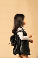 leather balloon dress with inner top