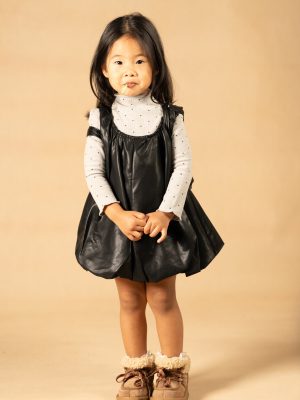 leather balloon dress with inner top