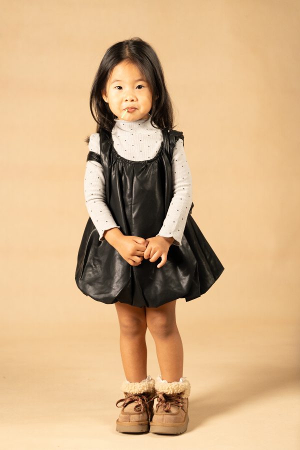 leather balloon dress with inner top