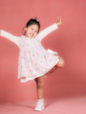 Floral A-Line Dress with Lightweight cotton inner