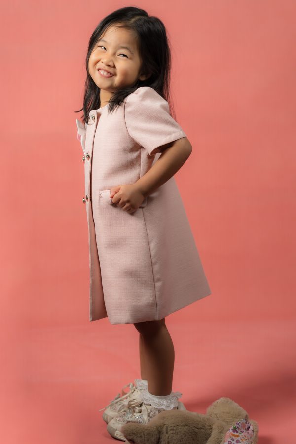 Royal Pink Double-Breasted dress