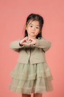 Layered Dress with Buttoned Cardigan