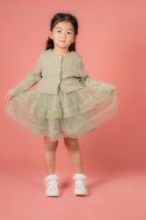 Layered Dress with Buttoned Cardigan