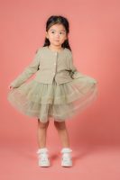 Layered Dress with Buttoned Cardigan