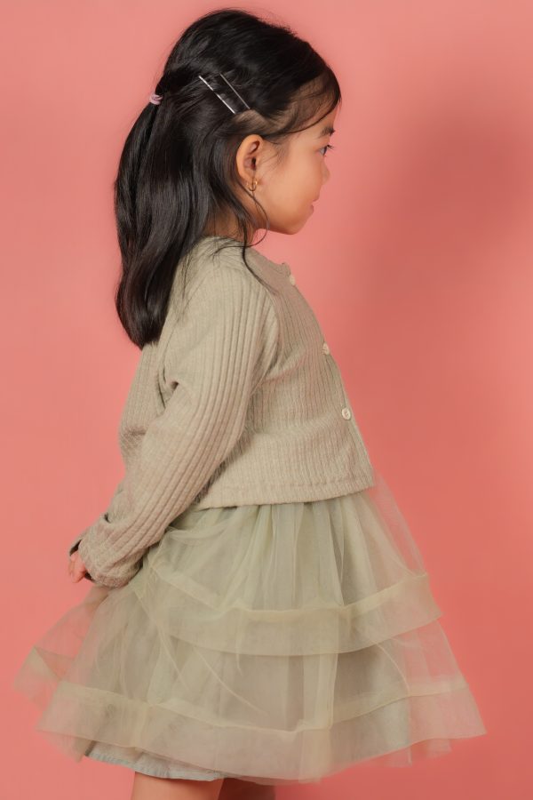 Layered Dress with Buttoned Cardigan