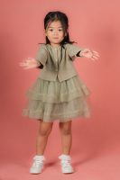 Layered Dress with Buttoned Cardigan