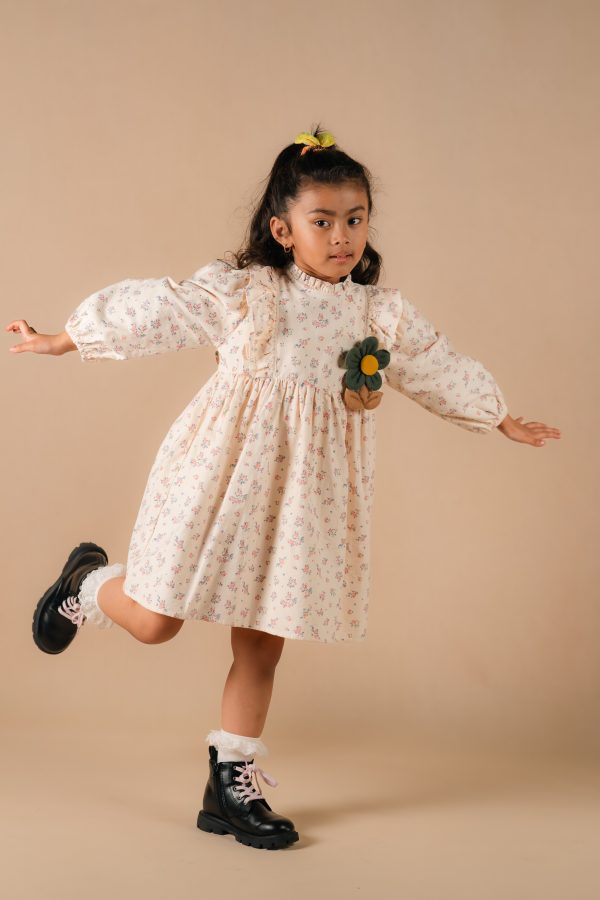 Sunny Meadow Floral Dress—Cream