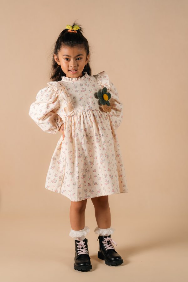 Sunny Meadow Floral Dress—Cream
