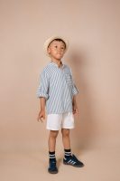 Stripped Stand-Collar Long-Sleeve Shirts