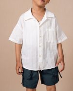 Boy's Textured White Short-Sleeve Shirt