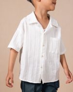 Boy's Textured White Short-Sleeve Shirt