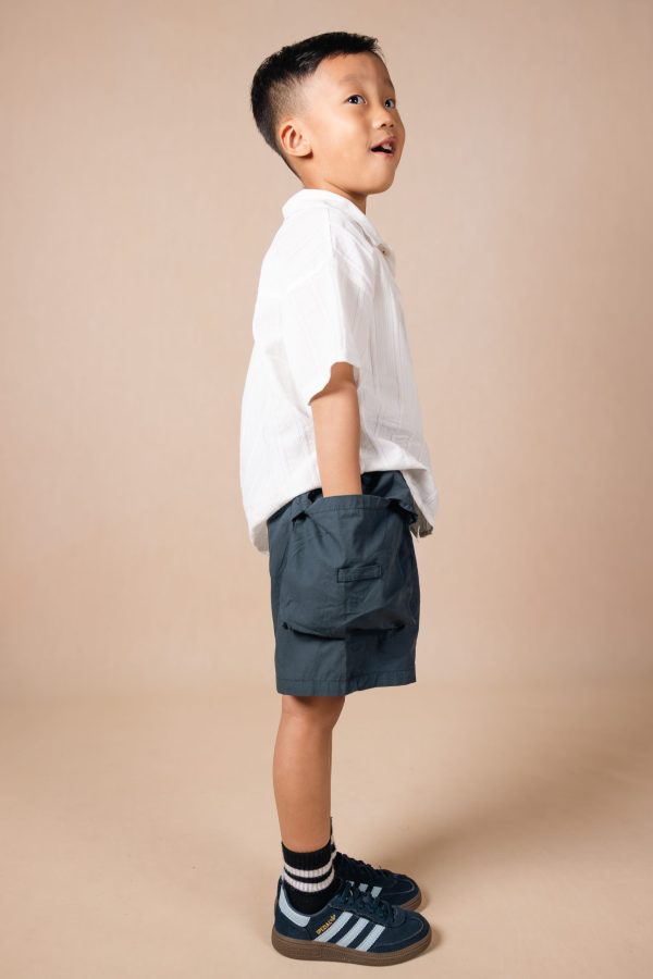 Boy's Textured White Short-Sleeve Shirt