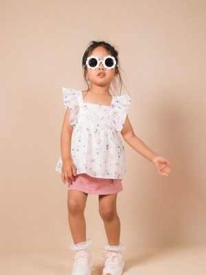 White Floral Eyelet Ruffle Top