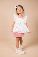 White Floral Eyelet Ruffle Top