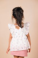 White Floral Eyelet Ruffle Top