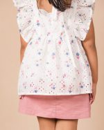 White Floral Eyelet Ruffle Top