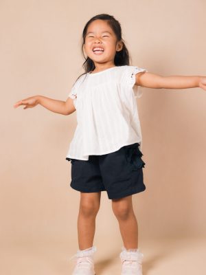 Navy Blue Lace Ruffle Shorts