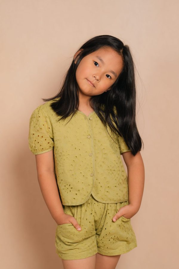 Green Eyelet 2-Piece Set