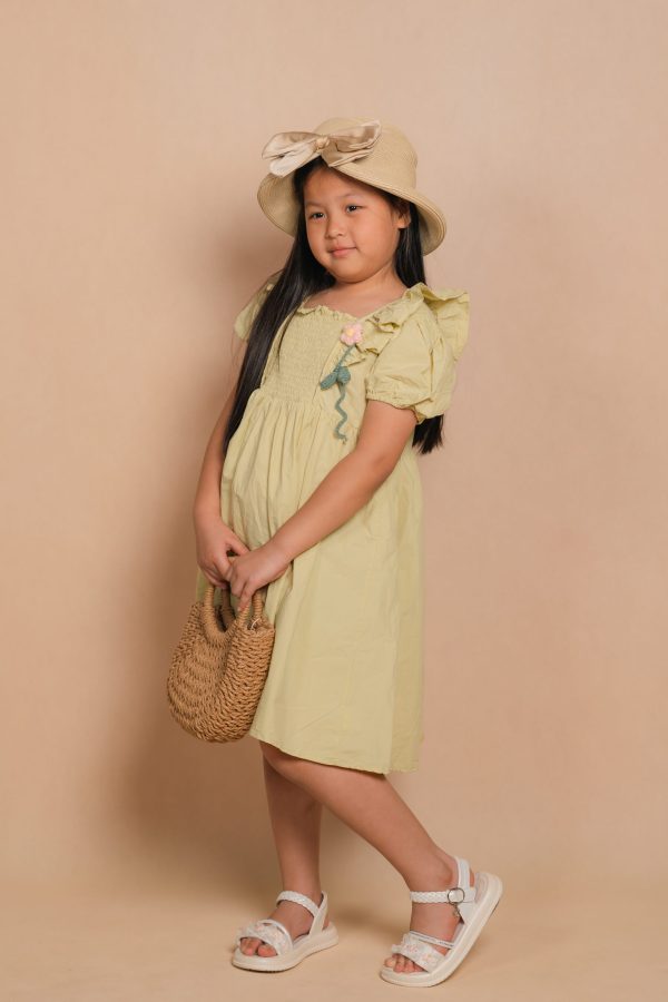 Green Puff Sleeve Dress