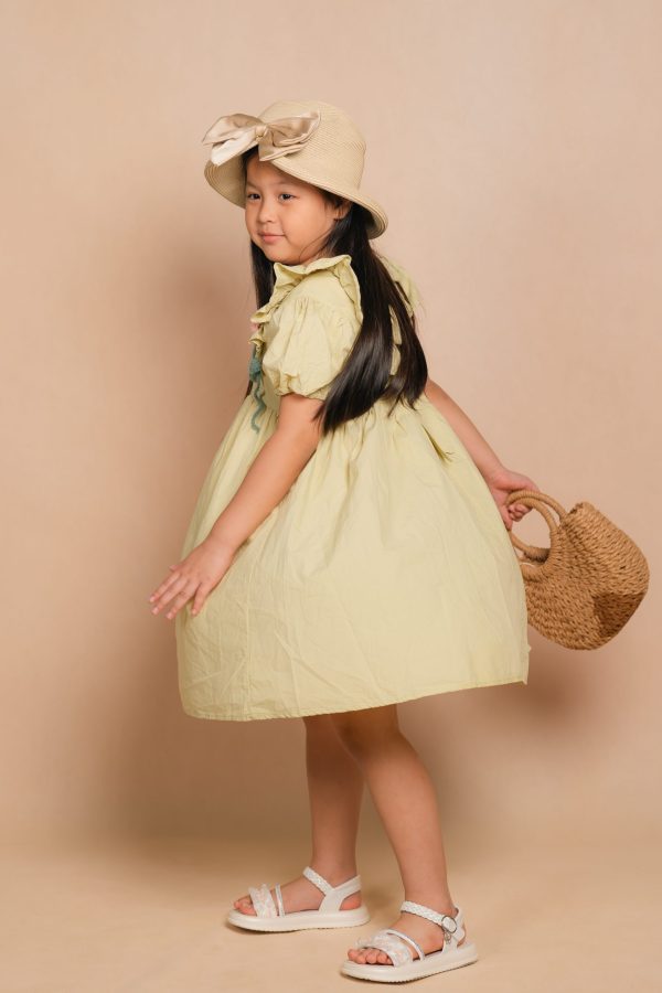 Green Puff Sleeve Dress