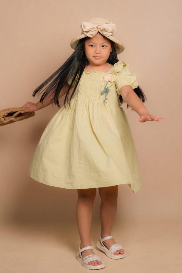 Green Puff Sleeve Dress