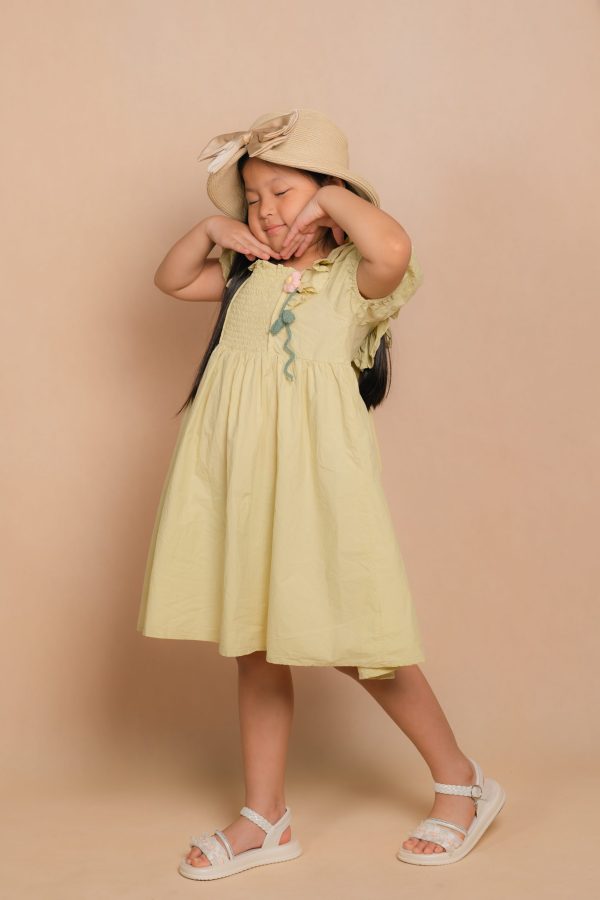 Green Puff Sleeve Dress