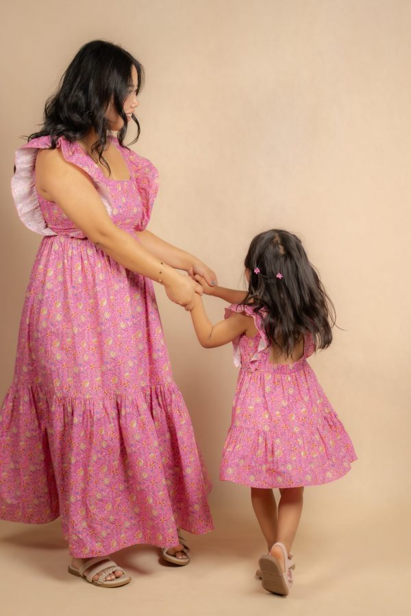 Pink Bloom Mommy & Me Dress Set