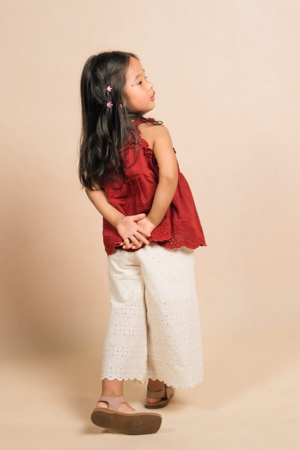 Burgundy Eyelet Ruffle Baby Cami Top
