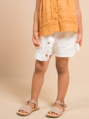 Ruffled Floral Button Kids Skort