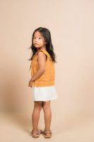 Mustard Ruffled Eyelet Sleeveless Kids Top