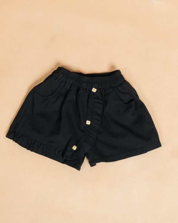 Ruffled Floral Button Kids Skort
