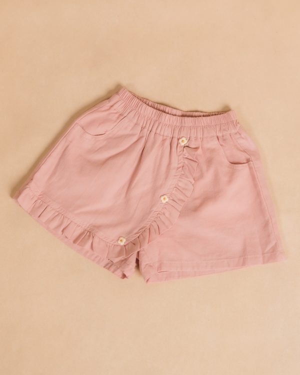 Ruffled Floral Button Kids Skort
