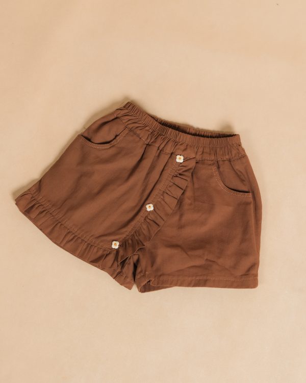 Ruffled Floral Button Kids Skort