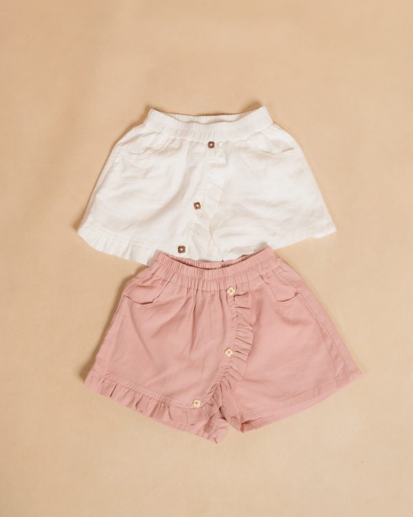 Ruffled Floral Button Kids Skort
