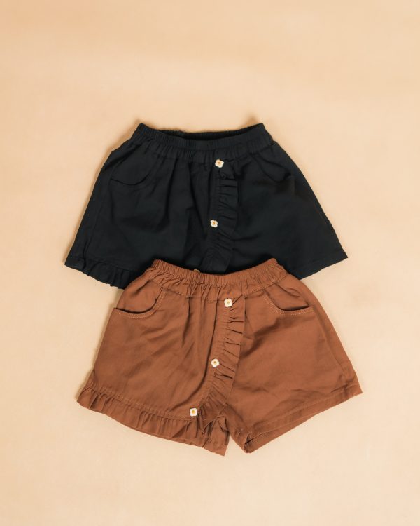 Ruffled Floral Button Kids Skort