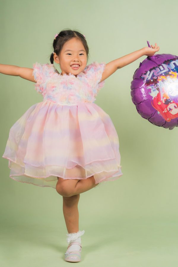 Rainbow Petal Tulle Dress