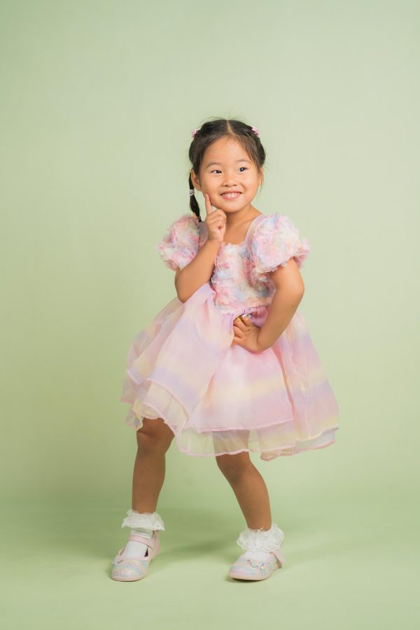 Rainbow Petal Tulle Dress
