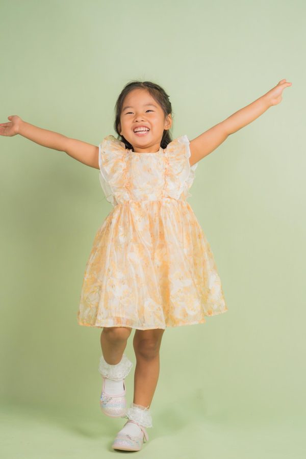 Yellow Floral Ruffle Dress