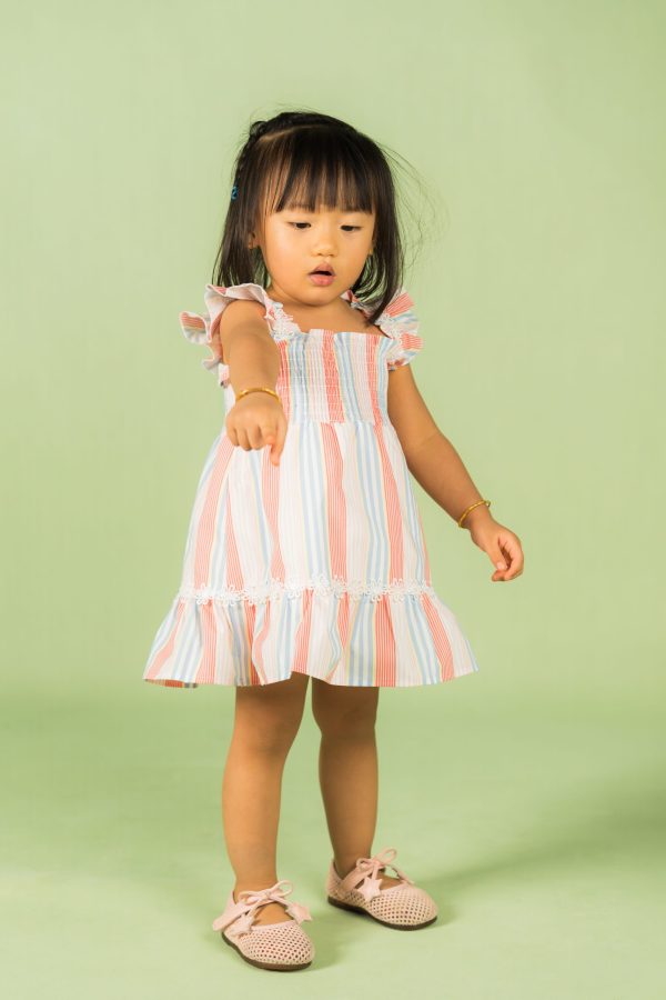 Orange‑Blue Stripe Dress