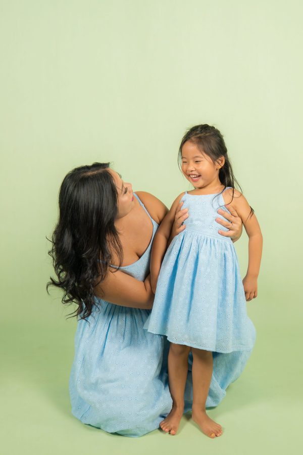 Blue Eyelet Mother Dress