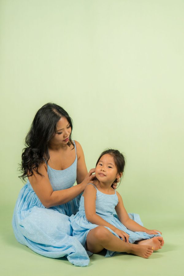 Blue Eyelet Mother Dress