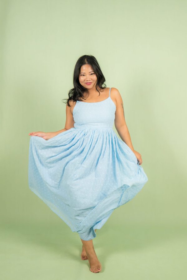 Blue Eyelet Mother Dress