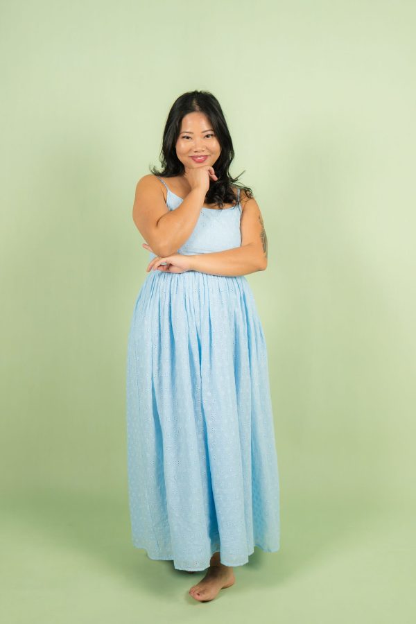 Blue Eyelet Mother Dress