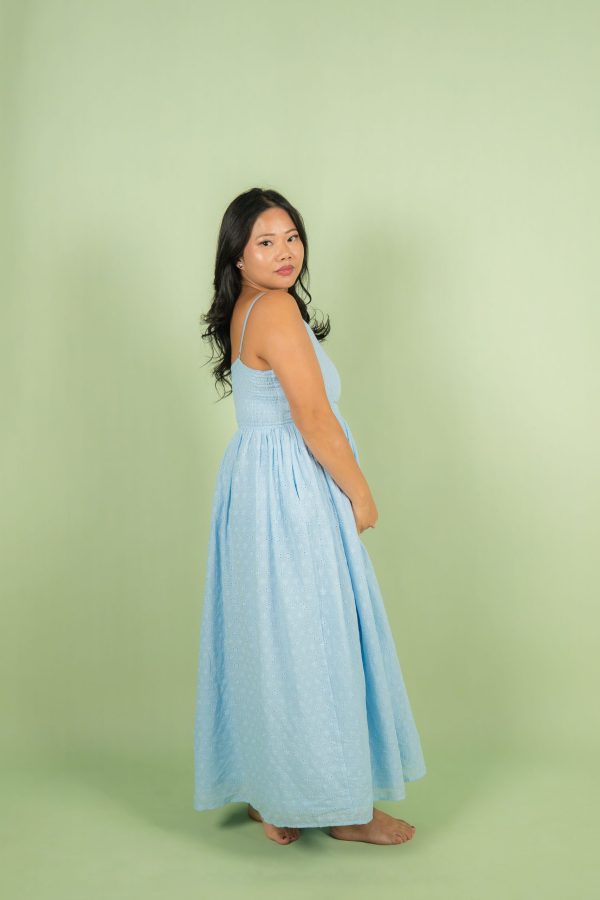 Blue Eyelet Mother Dress