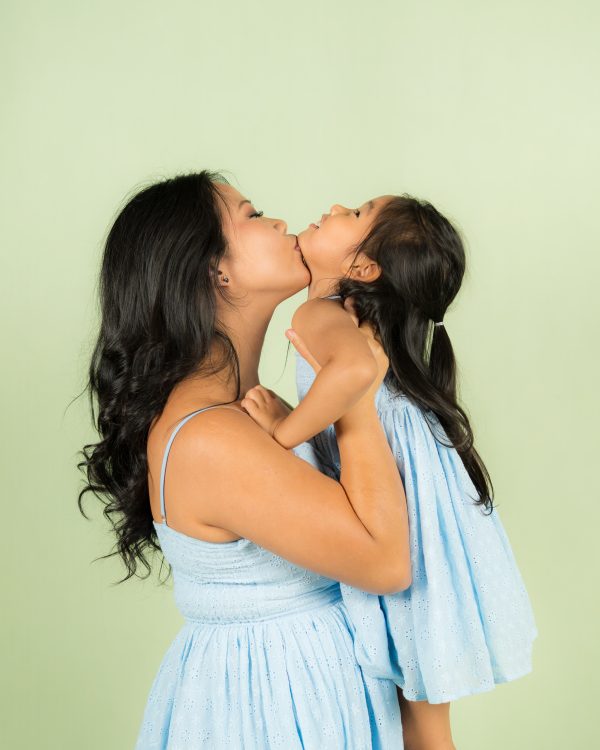 Blue Eyelet Mother Dress